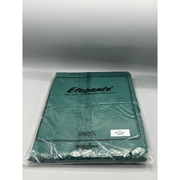 Eleganté Oval Tablecloth 60" X 102" Green Bardwil Linens 100% Polyester Easy Car - Picture 7 of 7